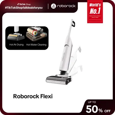 Roborock Flexi Wet Dry Vacuum Cleaner with Hot Water Self-Cleaning & Self-Drying, 180° FlatReach Design, 17000Pa Cordless Va...