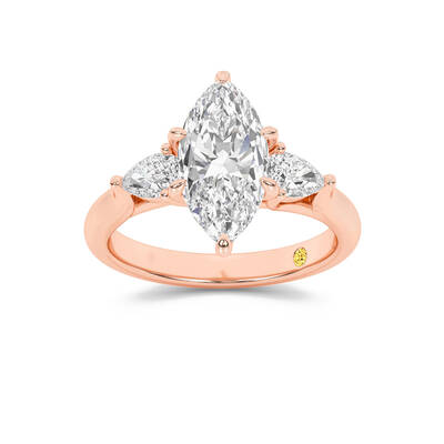 Lumina Three Stone Marquise Lab Grown Diamond Engagement Ring | 18K Rose Gold 3 5/8 CT. TW.