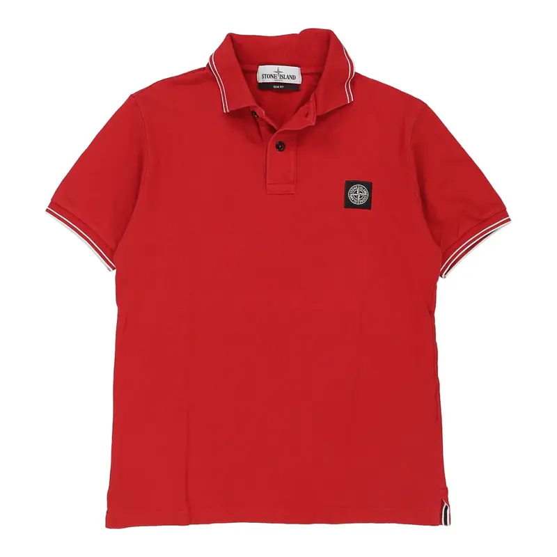 Stone Island Slim Fit Polo Shirt - Small Red Cotton