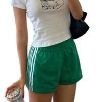 Women's Striped Shorts Casual Loose Elastic Waist Sport Short Pants with Pockets for Summer Lady Womenswear Bottom Underwear ...