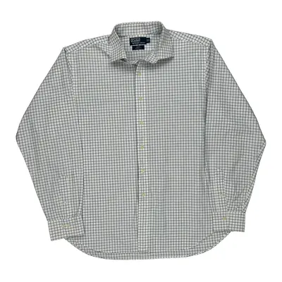 Regent Classic Fit Polo By Ralph Lauren Checked Shirt - XL White Cotton