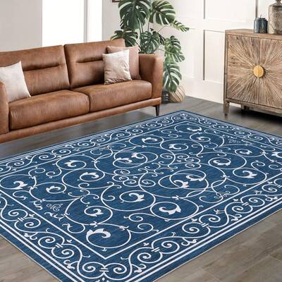 Garvee 8x10 Rug Washable Rugs Vintage Floral Rug for Living Room Moroccan Office Rug Low Pile Throw Rugs Modern Area Rug for ...