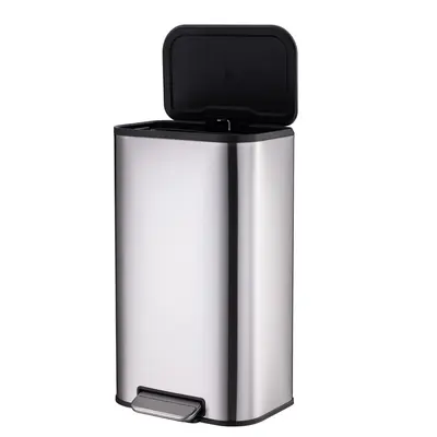 Garvee 50L/13Gal Heavy Duty Hands-Free Stainless Steel Kitchen Trash Can, Commercial Rectangular Kitchen Waste Bin, with Soft...