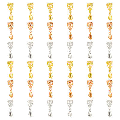 36Pcs 3 Color Filigree Rack Plating Brass Ice Pick Pinch Bails