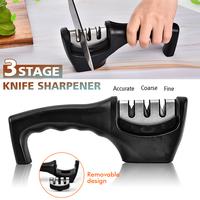 Kitchen Knife Sharpener Handheld Multi-function 3 Stages Type Quick Sharpening Tool With Non-slip Base Kitchen Knives Accesso...