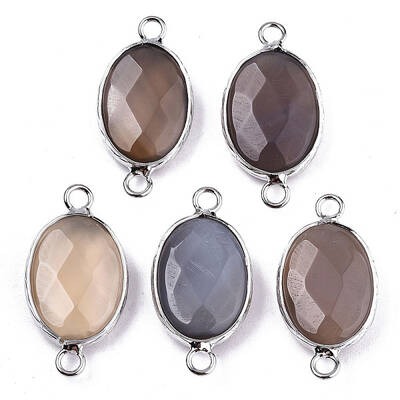 Natural Grey Agate Links/Connectors