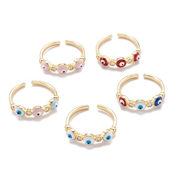 Brass Micro Pave Clear Cubic Zirconia Cuff Rings