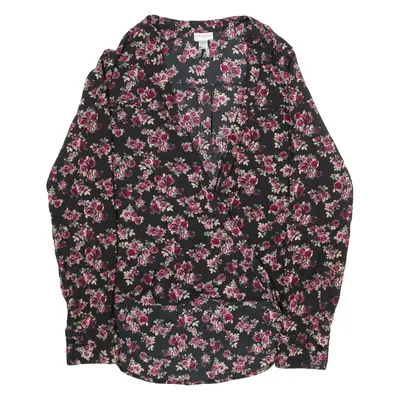 DYNAMITE Womens Wrap Blouse Pink V-Neck Long Sleeve Floral XXS