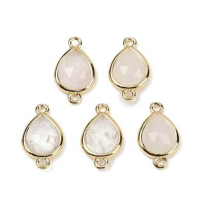 Natural Quartz Crystal Faceted Connector Charms