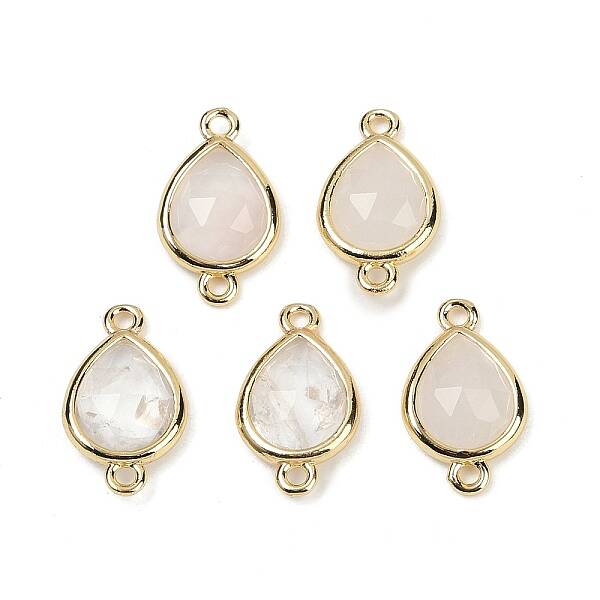Natural Quartz Crystal Faceted Connector Charms