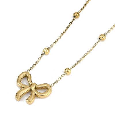 PVD Vacuum Plating 304 Stainless Steel Bowknot Pendant Satellite Chain Necklaces