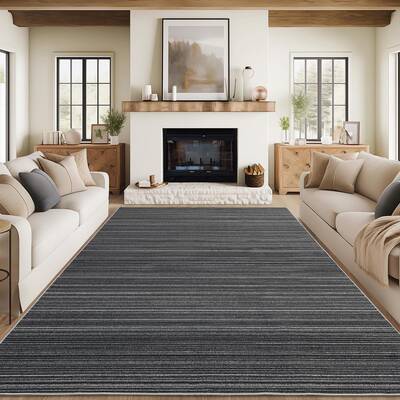 Garvee Washable Modern Area Rug 8x10 Low Pile Soft Polyester Non-Slip TPR Backing Stain-Resistant Versatile Living Room Bedro...