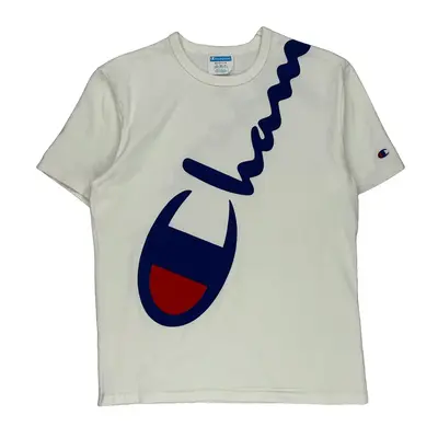 Champion Spellout T-Shirt - Medium White Cotton