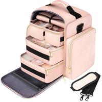 Makeup Bag with Detachable Boxes, 1 Count Large Capacity Cosmetic Storage Bag with Handle, Zipper Makeup Organizer Pouch for ...