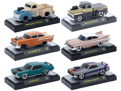 Ground Pounders 6 Cars Set Release #34 IN DISPLAY CASES Limited Edition 1/64 Diecast Model Cars by M2 Machines