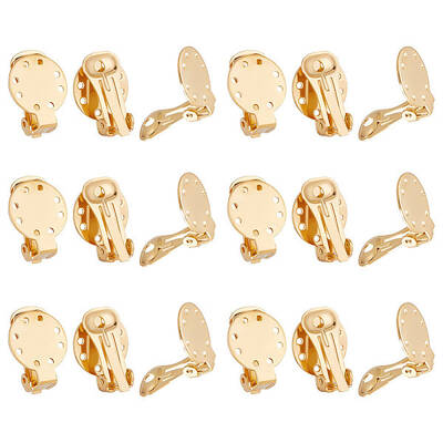 20Pcs Ion Plating(IP) 304 Stainless Steel Clip-on Earring Settings
