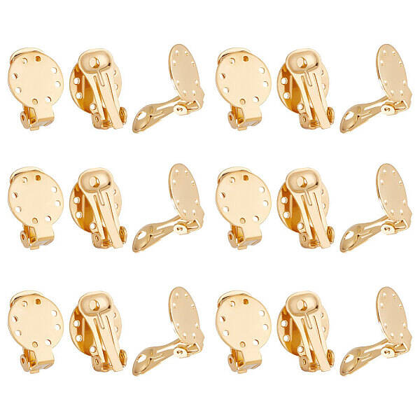 20Pcs Ion Plating(IP) 304 Stainless Steel Clip-on Earring Settings