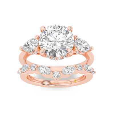 Celestia Lab Grown Round Diamond Engagement Ring with The Angelina Wedding Band | 14K Rose Gold 3 1/2 ct. tw.