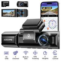 AZDOME M550 3 Channel Dash Cam, Front Rear and Inside 3 Cameras, Built-in WiFi & GPS, Free 64GB Card 24H park monitor 3-Lens ...