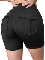 Women's High Waist Flap Pocket Shorts, Casual Solid Color Skinny Shorts, Summer Bottoms, Ladies Bottoms for Daily Outdoor Wea...