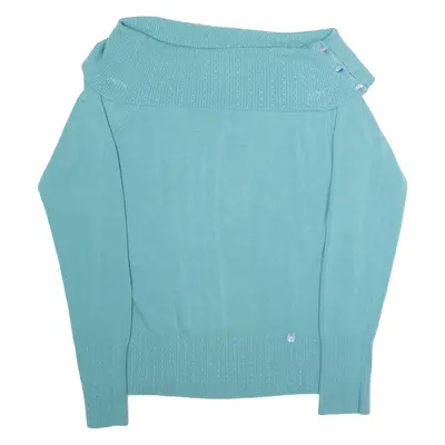 TED BAKER Womens Jumper Green Roll Neck Tight Knit Viscose UK 4