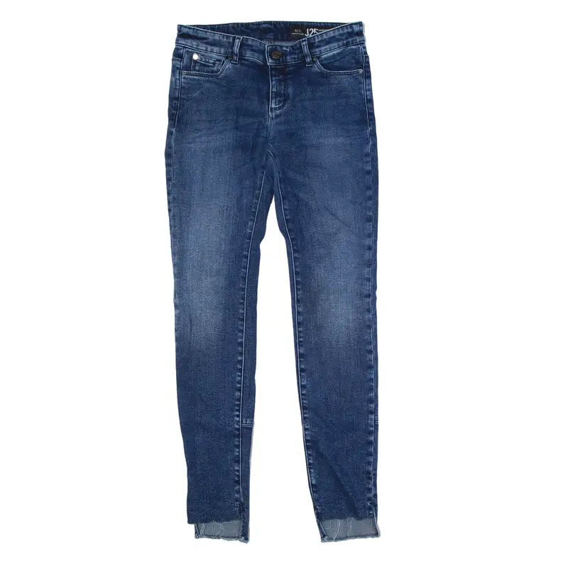 ARMANI EXCHANGE J25 Cut Hem Jeans Blue Denim Slim Skinny Stone Wash Womens W30 L30