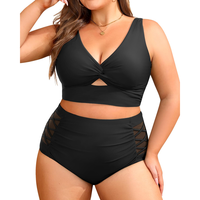 Women's Plus Size Two Piece Swimsuits - High Waisted Bikini Tummy Control Bathing Suits 2025 Twist Knot Swimwear #outdoorfun