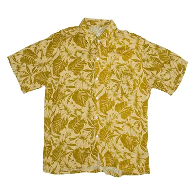 Mens Hawaiian Shirt Brown Floral XL