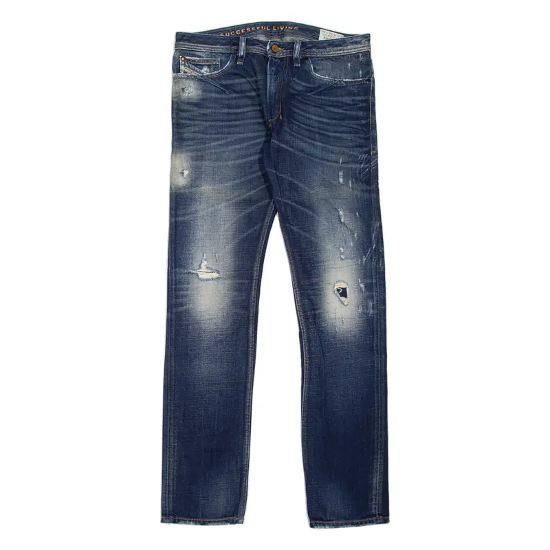 DIESEL Shioner Distressed Mens Jeans Blue Slim Skinny Stone Wash W32 L32