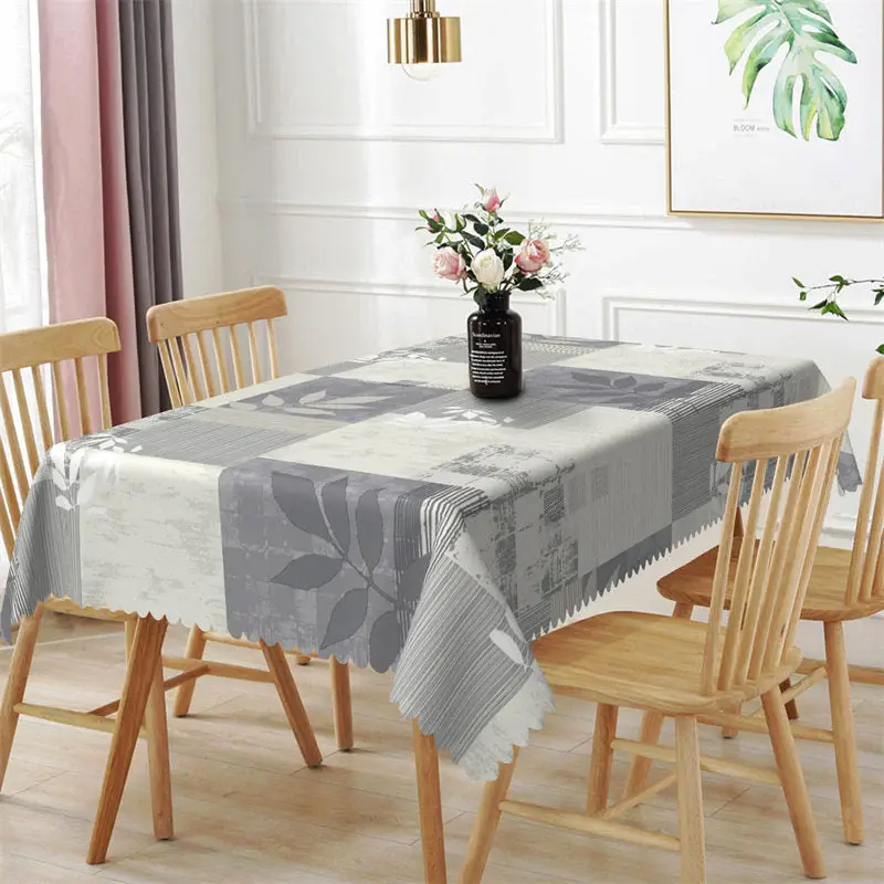 Stone Gray Leaf Rubbings Modern Rectangle Tablecloth - Aperturee