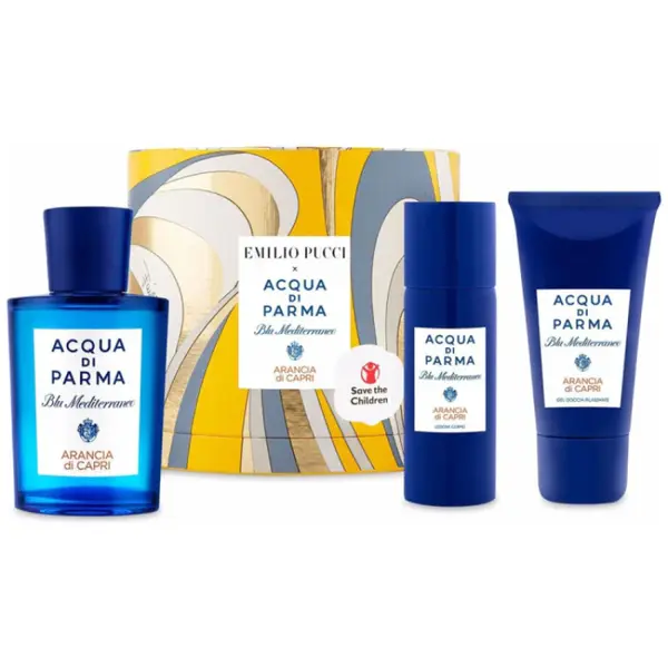 Set Acqua di Parma: Blue Mediterraneo Arancia di Capri Eau De Toilette Unisex 75 ml + Body Lotion 50 ml + Cleansing Shower Ge...