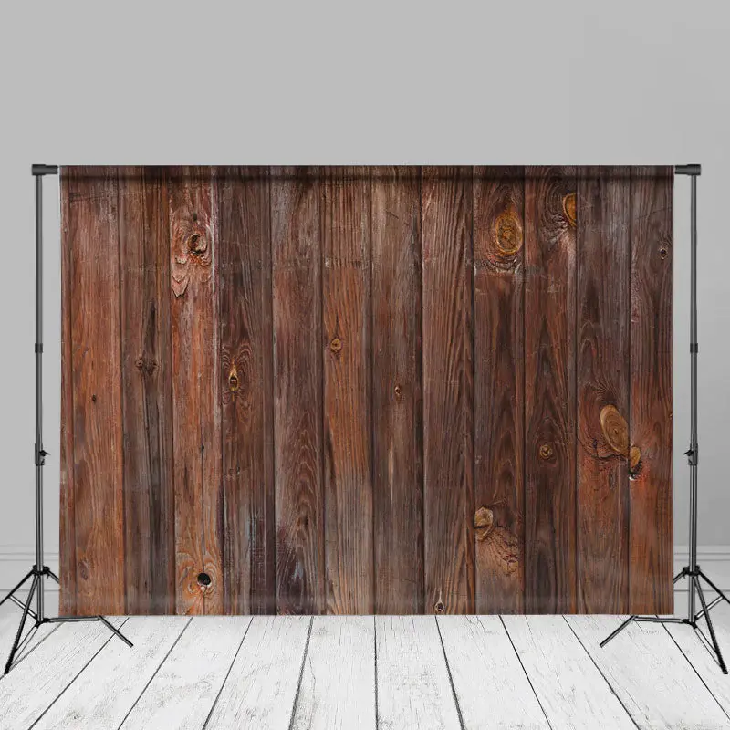 Bucolic Dark Brown Vertical Wood Photo Backdrop - Aperturee