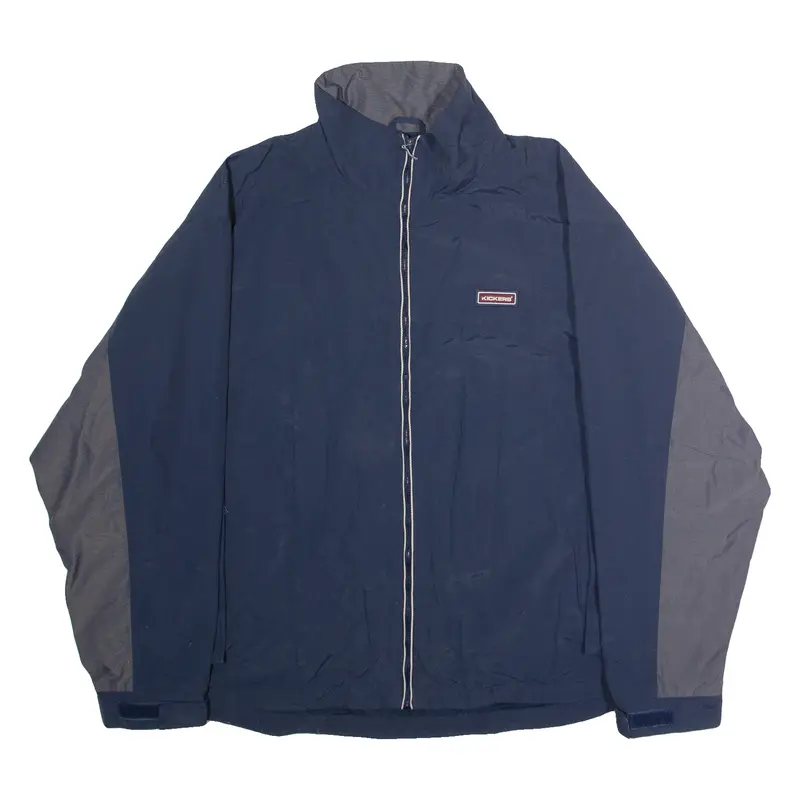 KICKERS Mens Windbreaker Jacket Blue Nylon 90s Colourblock XL