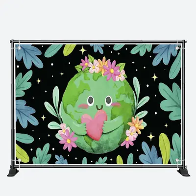 Floral Heart Green Earth Day Backdrop for Decor - Aperturee