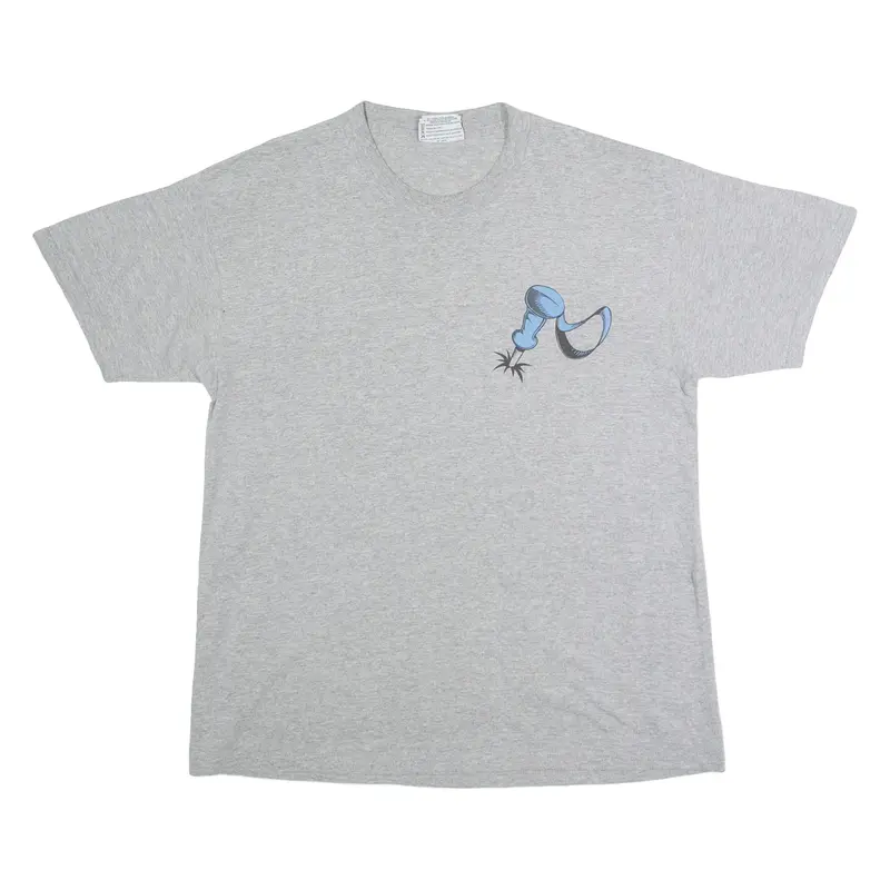 LEE Mens T-Shirt Grey 90s USA Crew Neck L