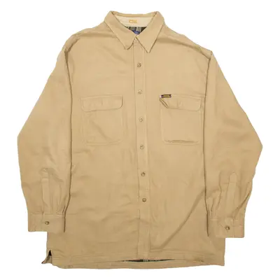 CHAPS Mens Plain Shirt Brown Long Sleeve L