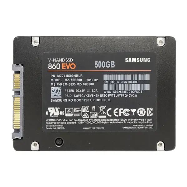 MZ-76E500B/CN Samsung 860 EVO Series 500GB 2.5-inch 6GB/s SATA 512MB Cache V-NAND 3bit MLC Solid State Drive