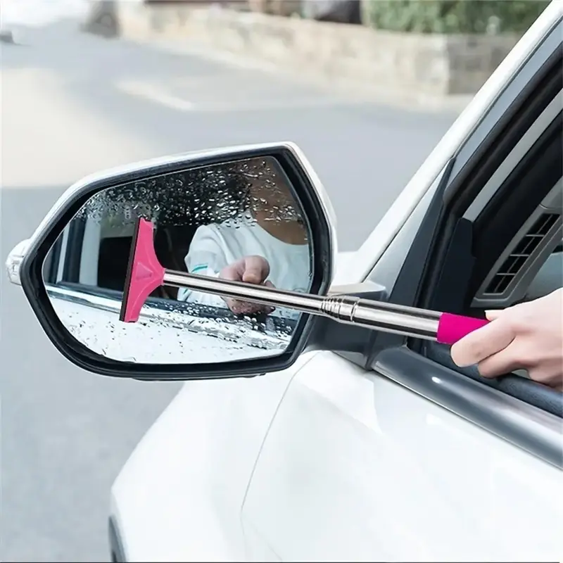 Portable Long Handle Car Rearview Mirror Wiper, Retractable Auto Mirror Squeegee Cleaner, Mirror Glass Mist Cleaner, Professi...