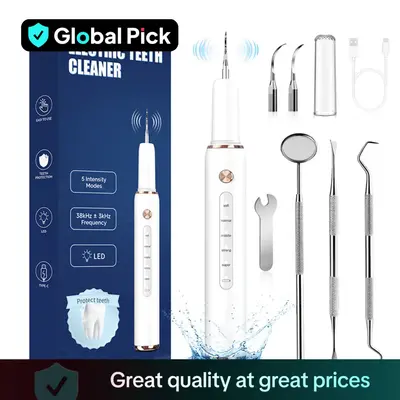 Plaque Remover for Teeth, Dental Cleaning Kit Tartar Remover for Teeth with Led Light & 5 Modes, Rechargeable Dental Cleaner ...