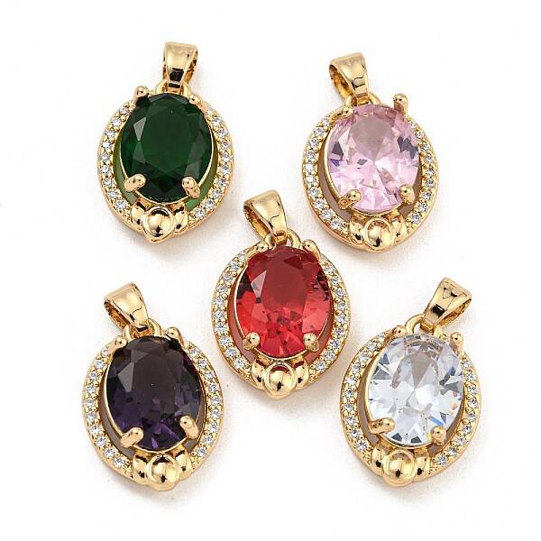 Brass Micro Pave Clear Cubic Zirconia Pendants