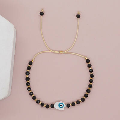 Bohemian Glass Evil Eye Bracelet Handmade Adjustable Beaded Wristband