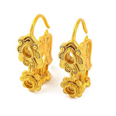 Flower Brass Earring Hooks with Round Tray