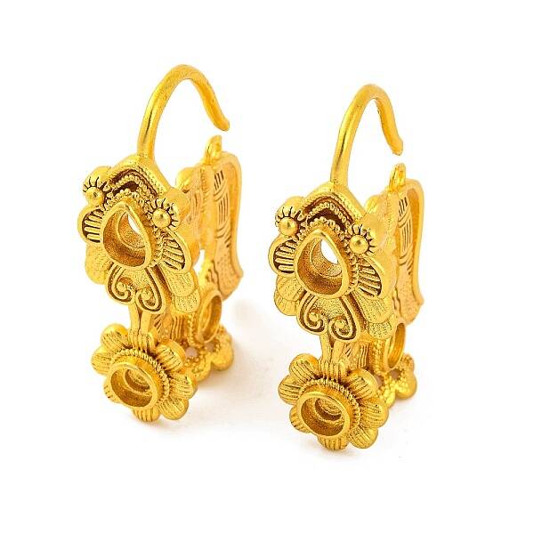 Flower Brass Earring Hooks with Round Tray
