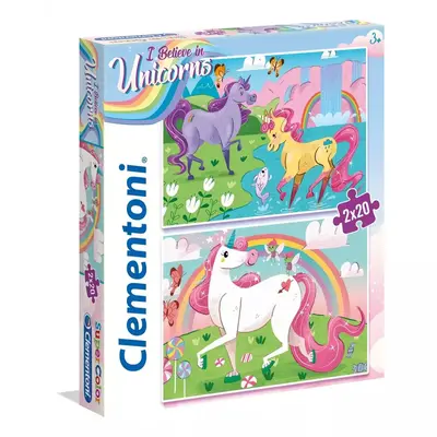 Duo Set, Clementoni, Supercolor, I Believe In Unicorns, Puzzle, for girls, 3+ years, 2 x 20 pieces