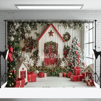 Aperturee Red Holiday Decor Gifts Winter Christmas Backdrop | Christmas Photoshoot Backgrounds | Diy Christmas Backdrop | Chr...