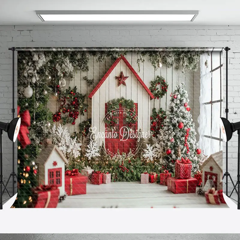 Aperturee Red Holiday Decor Gifts Winter Christmas Backdrop | Christmas Photoshoot Backgrounds | Diy Christmas Backdrop | Chr...