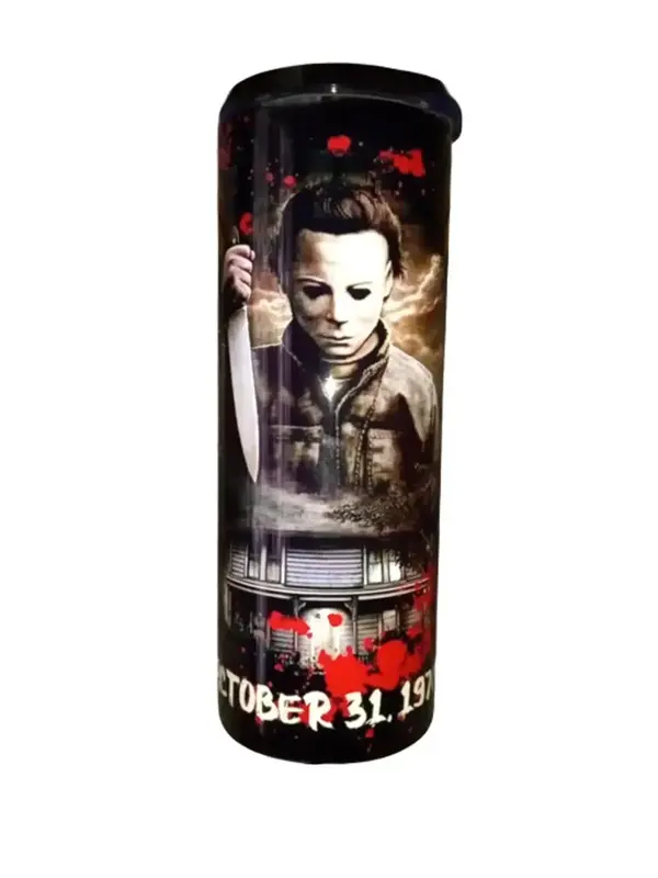 Spooky Michael Myers Halloween - 20oz oz 20 oz. 20oz. - Skinny Straight Sublimation Tumbler - Amy's Tumbler Junkies - Your Fa...