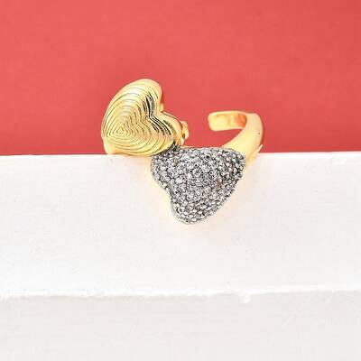 Brass Micro Pave Cubic Zirconia Cuff Rings for Women