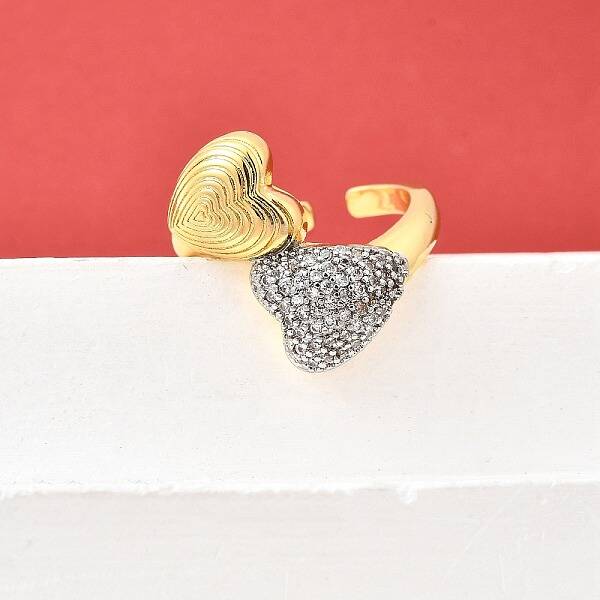 Brass Micro Pave Cubic Zirconia Cuff Rings for Women