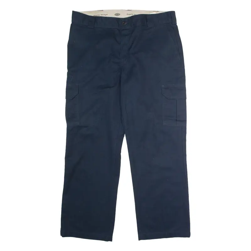 DICKIES Flex Workwear Cargo Mens Trousers Blue Regular Straight W38 L30